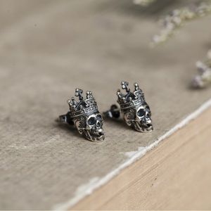 Halloween Sterling Silver S925 The Skull King Ear Studs